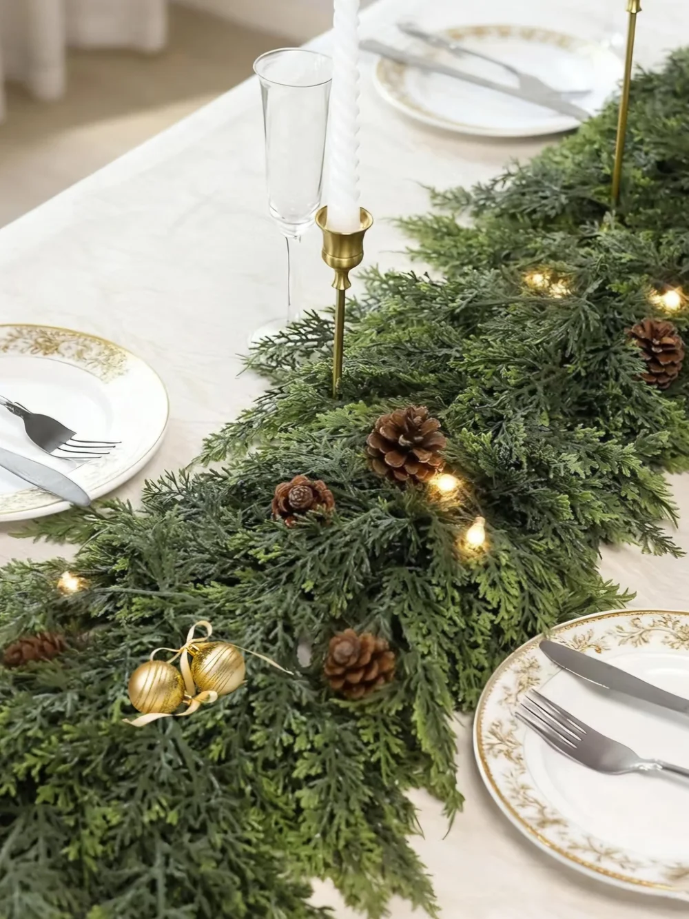 Set of Two Festive Green Cedar Garland. 6 Feet each. NEW.